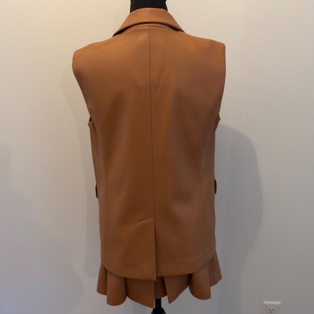 Susana Monaco Faux Leather Vest and Pleated Mini Skirt Set Tan Brown Womens S - Picture 12 of 13